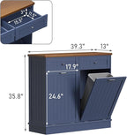 Betterhood Tilt Out Trash Cabinet 10 Gallon Wooden Free Standing Laundry Sorter - Image 3