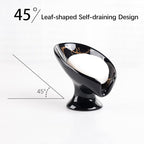 Soap Dish, Ceramic Soap Holder Self Draining Leaf Shape Bar Soap Holder - Image 5
