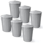 Plexon Round Trash Can 13 Gallon, Vintage Metal Outdoor Trash Can by Plexon