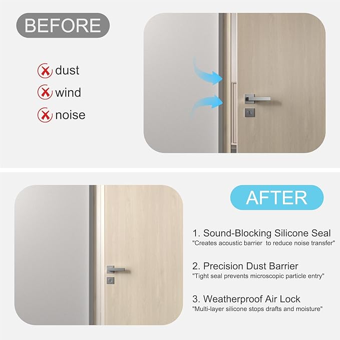 Heavy-Duty 20 ft x 1 in Weather Stripping, Door Draft Stopper Silicone Seal - Image 4