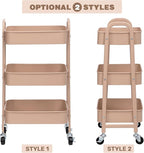 AGTEK Makeup Cart, Movable Rolling Organizer Cart, 3 Tier Metal Utility Cart - Image 6