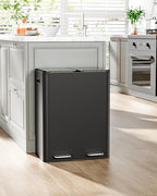 16 Gal Dual Trash Can, Stainless Steel Kitchen Garbage Bin, Recycle Dustbin - Image 7