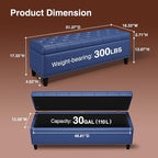 Storage Ottoman Bench, 51-Inch Large Storage Bench - Image 2