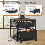 Mini Fridge Stand with Storage Drawer, 21.7”x21.7” Heavy Duty Mini Fridge Table - Image 7
