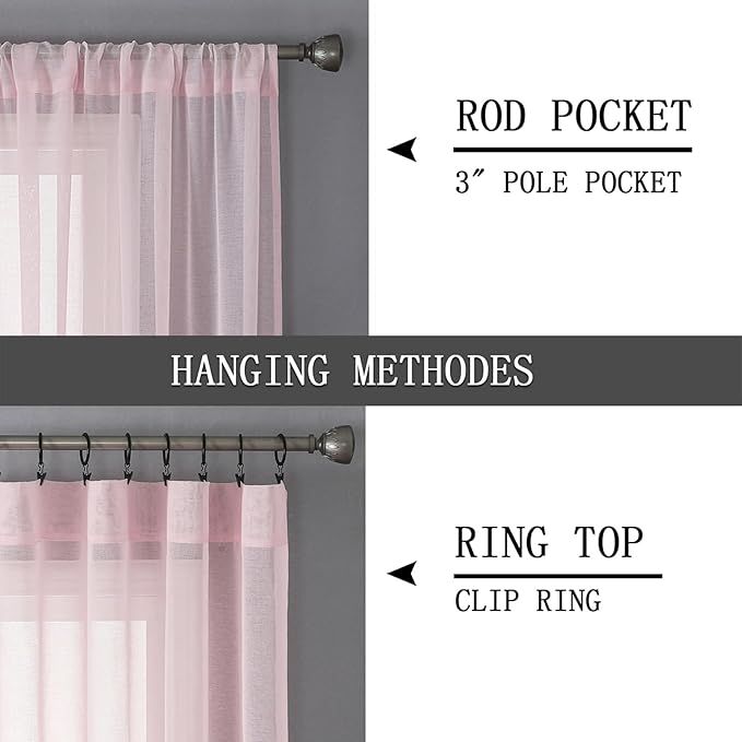 Tollpiz Short Sheer Curtains Living Room Linen Textured Curtain Sheers Light - Image 5