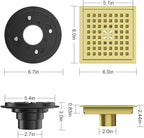Shower Drain Brushed Gold 6 Inch, Square Floor Drain, Stainless Steel Drain Kit - Image 3