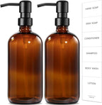 GMISUN Amber Glass Soap Dispenser, 2 Pack Bathroom Hand Soap Dispensers by GMISUN