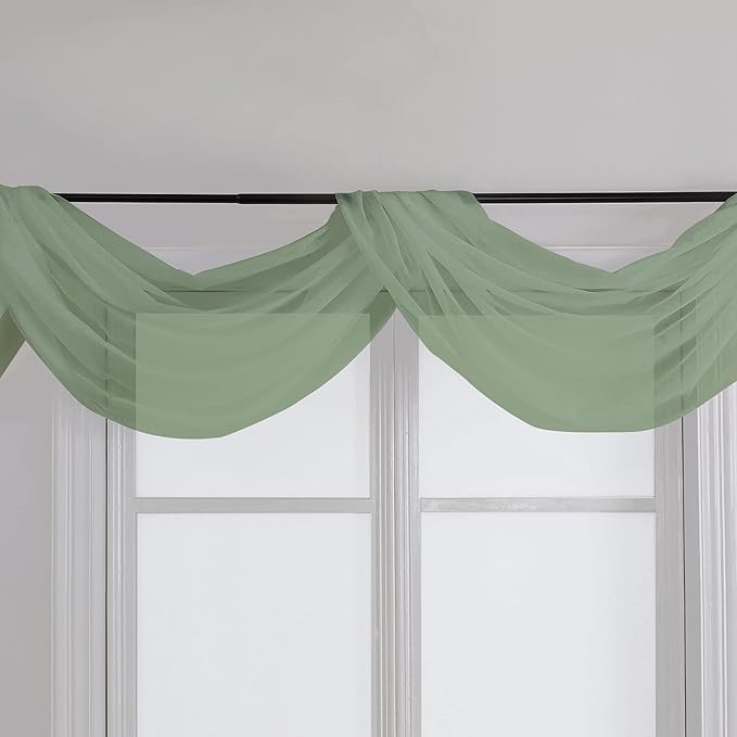 Chyhomenyc Sheer Window Curtains 144 inch Extra Long 2PCS, Airy Scarf Drapes - Image 4