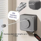 Retractable Clothesline, Wall Mounted, Stainless Steel, 17 Ft Indoor Outdoor - Image 2