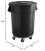 32 Gallon Black Round Commercial Trash Can - Image 5