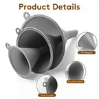 3Piece Plastic Kitchen Funnel Set, Small Medium Large Round Food Funnel - Image 4