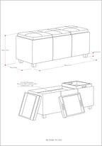 SIMPLIHOME Avalon 42 inch Wide Contemporary Rectangle Storage Ottoman in Stone - Image 3