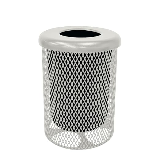 COATEDOUTDOORFURNITURE RFT-TXTGRY Heavy Duty Round Trash Receptacle by CoatedOutdoorFurniture
