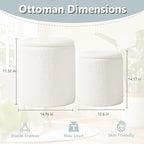 Boucle Round Ottoman with Storage Set of 2, Small Foot Stool Ottoman - Image 2