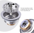 304 Stainless Steel Kitchen Sink Twist Lock Basket Drain Assembly W/Brass - Image 2