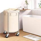 Laundry Hamper with Wheels, 100L Round Rolling Laundry Basket Sorter with - Image 2