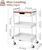 TOOLF 3-Tier Metal Utility Rolling Cart - Image 6