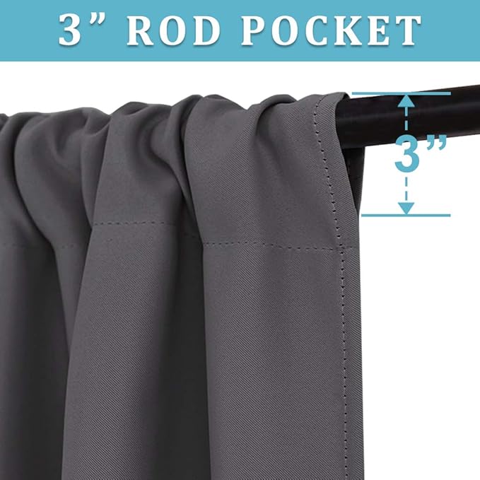 RYB HOME Curtains for Bedroom 63 inches Long, W 34 x L 63, 2 Panels - Image 4