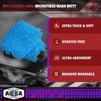 AIDEA Car Wash Mitt Microfiber-2PK, Scratch-Free& Lint-Free, Premium Chenille - Image 3