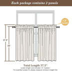 Chyhomenyc Cream Sheer Curtains 36 inch Length 2 Panels Set, Light Filtering - Image 3