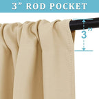 RYB HOME Curtains for Bedroom 72 inches Long, W 34 x L 72, Biscotti Beige - Image 3
