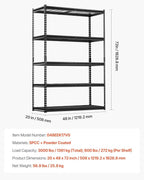 VEVOR Storage Shelves, 3000 lbs, 5 Tier Heavy Duty Garage Shelving, - Image 3