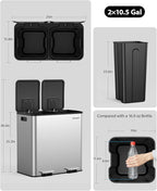 Lovewind Trash Can, 2 x 10.5 Gallon Garbage Can - Image 8