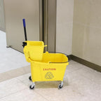 Commercial Mop Bucket with Side Press Wringer on Wheels, Including One - Image 6