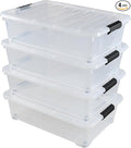 25 L Plastic Sturdy Rolling Under Bed Storage Container Bins, 4 Packs by Julyeen
