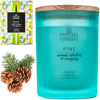 Pine Candle - 9.7 oz /275g 45-55 Hours Burn Time in Green Frosted Glass Jar - by SpotlessLeopard