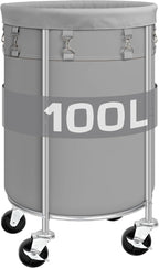 Laundry Hamper with Wheels, 100L Round Rolling Laundry Basket Sorter with by Ollieroo