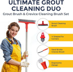 Grout Brush with Long Handle & Hard Bristle Crevice Cleaning Brush, Grout - Image 2