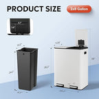 WLIVE Dual Trash Can, 2 x 8 Gallon, Step Trash Can - Image 3