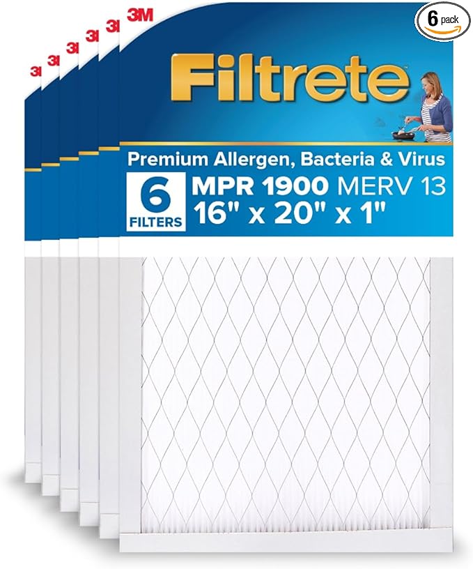 Filtrete 16x20x1 AC Furnace Air Filter, MERV 13, MPR 1900, Premium Allergen by Filtrete