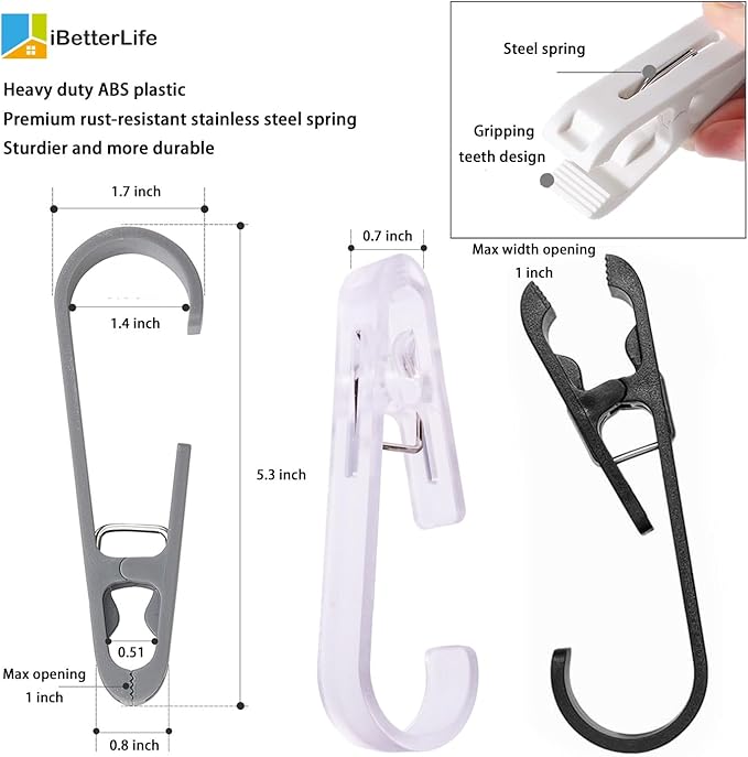 iBetterLife 4Pcs Laundry Hooks Hanging Clips Heavy Duty Outdoor Clothes Pins - Image 4