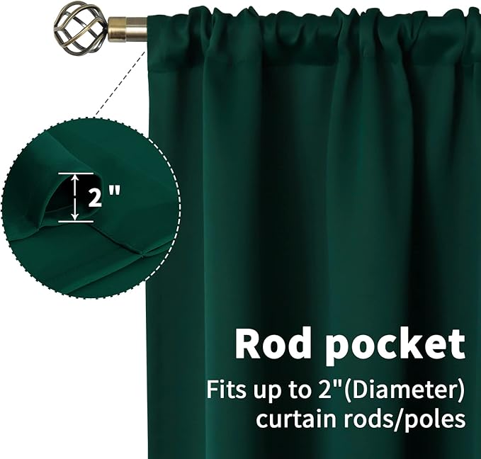 BGment Emerald Green Blackout Curtains 40 Inch Length - Image 5