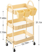 danpinera 3-Tier Rolling Cart, Metal Rolling Storage Cart - Image 2