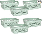 Glad Plastic Storage Basket Set, Value Pack of 6 | Open Storage Bins by GladTrashFoodStorage