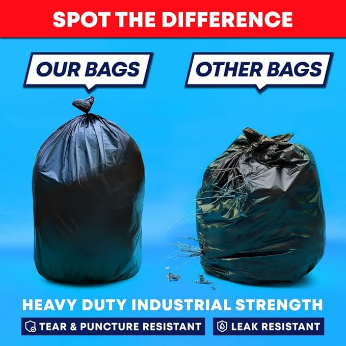 Veska 30-33 Gallon Trash Bags Heavy Duty | 250 Bags Mega-ValuePack | Black - Image 2