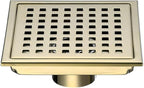 RANDOM Brushed Gold Shower Drain Square 6 Inch Shower Floor Drain by RANDOM