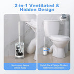 HAMITOR Toilet Bowl Brush Holder Set: Curved Design - Image 4