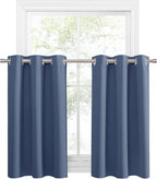 PONY DANCE Stone Blue Kitchen Curtains 36 inch Long by PONYDANCE
