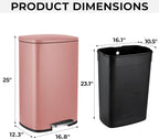 13.2 Gal Kitchen Trash Can, 50L Recycling or Garbage Bin, Brushed Stainless - Image 2