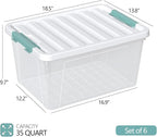 Zopnny 6-Pack 35 Quart Plastic Latch Storage Box - Image 2