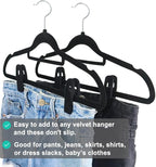 Black Velvet Hangers Clips 40 PCS, Pants Hangers Velvet Clips Easily Add to - Image 6
