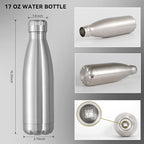 VEGOND 17oz Stainless Steel Water Bottles Bulk, Reusable Metal Sports Water - Image 5
