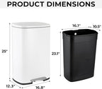 13.2 Gal Kitchen Trash Can, 50L Recycling or Garbage Bin, Brushed Stainless - Image 2