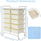 Rolling Cart with 10 Drawers, Plastic Drawer Cart with Metal Frame, Utility - Image 3