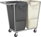 SONGMICS Laundry Basket with Wheels, 50.2 Gallons, 2-Section Rolling Laundry by SONGMICSbySONGMICSHOME