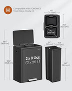 SONGMICS Trash Can, 2 x 8 Gallon Double Garabge Can - Image 6